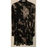 Vestique  Tie Die Black Grey High Collar Longsleeve Short Dress Women's Sz Medium Photo 1