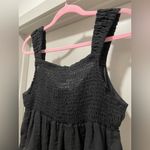 Lotus & Lavender Cropped Black Babydoll Cami Smocked Tank Top Photo 6