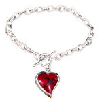 TAXCO Sterling Silver Red Jasper Heart Charm Rolo Bracelet Photo 6