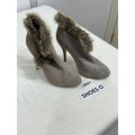 Womans Colin Stewart Taupe Suede Stiletto Heel Ankle Boot 8.5 B Faux Fur Tan Photo 1