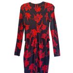 Roberto Cavalli Red Floral Bodycon Dress Black Long Sleeve Made in Italy 42 Photo 1
