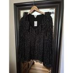 J.Crew  Shimmer V Neck Ruffle Top Floral Size XXL Black Multi Metallic NWT Photo 2