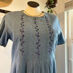 Mark, Fore & Strike Vintage Denim Cotton Purple Floral Embroidered Dress Size 12 Blue Photo 7