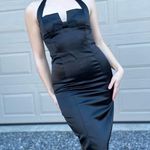 I.N. San Francisco Retro Vintage Stretch Satin Bodycon Pinup Girl Mob Wife Halter Mini Dress Photo 1