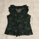 black & white polka dot sheer pleated & ruffle button up blouse Photo 2