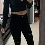Deep VNeck Long Sleeve Crop top Black Size M Photo 1