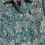 Isaac Mizrahi Women's ‎ Live Teal Blue Patterned Snap Front Jacket Size Medium Photo 2