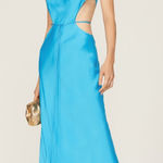 Alexis  Lune Gown Womens‎ Blue Sleeveless Cutout A-Line Maxi Satin Medium Photo 0