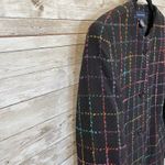 Preston & York Womens 10 Blazer Tweed Black & Pastel Plaid Button Up Wool Blend Photo 8