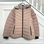 BCBGMAXAZRIA NWOT BCBG MAXAZRIA Women Hood Chevron Quilted Puffer Coat Size M Beige Photo 2