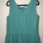 J.Crew Preppy Blue Green Gingham Bow Back Peplum Tank Top Photo 4