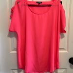 EXPRESS Electric Pink Blouse Top Cut Out Shoulder Size Large Photo 0
