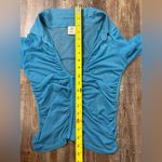 Urban Outfitters Blue Sheer Y2K Mesh Ruched Hook-Front Long Sleeve Stretch Top L Photo 4