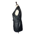 Bar III bar‎ III Vest Women XS Black Faux Leather Belted Trench Vest Gothic Outdoor Punk Photo 6