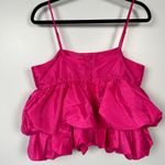 A New Day Women's Shiny Pink Tiered Taffeta Tank Top - Size Medium - NWT Photo 2