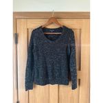 Eileen Fisher  Black Marbled Chunky Knit Scoop Neck Sweater Women’s size Medium Photo 2