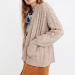 Madewell  Bubble-Sleeve Cableknit Cardigan Sweater size small chunky with pockets Photo 2