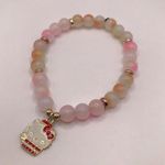 Hello Kitty Handmade Glass Bead Pink & Orange Swirl  Cupcake Charm Bracelet Photo 1