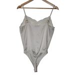 Abercrombie & Fitch White Satin Lace V-Neck Spaghetti Strap Bodysuit Size Small Photo 1