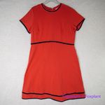 Eshakti Contrast trim cotton knit dress in coral red cotton blend women size 16W Photo 3