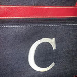 Deadstock vintage y2k denim embroidered c initial purse Blue Photo 2