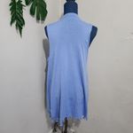 Joseph A  Blue Open Sweater Vest with Tassel Hem Photo 4