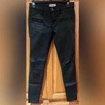 Current/Elliott  The Stiletto Biker Zipper‎ Black Coated Cropped Jeans Size 26 Photo 6