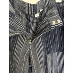 Gap  Linen Blend Navy Striped Cropped Pants Size Large Casual Coastal Boho Travel Photo 4