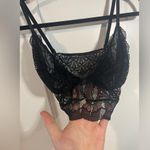 Black Limba Black Lace Unpadded No Ring Frilly Fit Bralette Lingerie Sz Large Photo 4