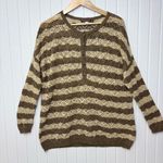 Peruvian Connection  Vintage‎ Crochet knit Brown and Cream Striped Sweater Size L Photo 1