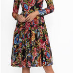 Johnny Was jade Long Sleeved Tiered Midi Dress Black Floral Mesh Large Slip Photo 0