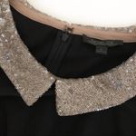 Rachel Zoe Dress Black Beige Sequin Collar Hidden Back Zipper Size Large LBD Photo 6