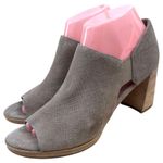 Eileen Fisher Milton Linen Suede Chunky Heel Peep Toe Heels Size 8.5 Photo 0