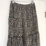 Japna  Skirt Brown Black White Spotted Tiered Maxi Skirt Boho Size Large Photo 1