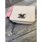 Juicy Couture Zip Wallet Cream Faux Leather Heart Charm Logo Embossed Photo 1