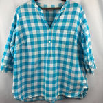 Joan Rivers Women’s  1X Blue & White 3/4 Button Shirt Photo 0