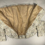 Anne Klein - Latte Lined Tweed Sequin Plaid Tulip Cut Slit Sleeve Blazer Size 12 Photo 7