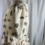 Cloud Ten Women's Large Linen Blend Dress Cream Black Floral Print Pockets New Photo 5