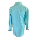 Denim & Co . 1990s Light Aqua Cotton Jacket, Size M Gingham Lined Cuffs Photo 3