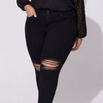 Torrid  size 12R black distressed super soft jegging stretch three button closure Photo 1