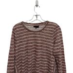 Bobeau  Brick Red Striped 3/4 Sleeve Long Sleeve Top Size Medium Casual Comfort Photo 3