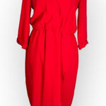 Amanda Uprichard Timeless Provenance Dress Women's Med Red Faux Wrap Hi-Lo RTR Photo 0
