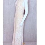 Betsy and Adam Betsy Adam white / cream lace rhinestone long cap sleeve wedding dress formal 10 Photo 10