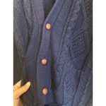 Vintage Appalachian Trail blue purple cable knit grandpa cardigan sweater large Photo 2