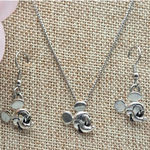 Disney Vintage Sterling 925 Mickey Mouse Earrings and Box Chain Necklace Set Photo 0