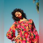 Billabong NWT Heaven Sent Floral Open Back Mini Dress Long Blouson Sleeve S $80 Photo 2