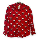 Vintage Barn Fly Red Longhorn Skull Western Cowgirl Rodeo Button Down Shirt S Photo 0