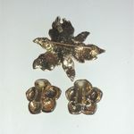 Bordeaux  Brand Vintage Satin Silver & Gold Tone Brooch Pendant & Earrings Set Photo 5