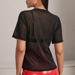 NWT Black Sheer Glitter Mesh Tee – Short Sleeve, Party Top – XL Photo 1