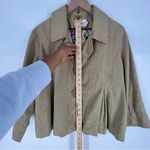 Maestro Tan Linen Blend Pleated Cropped Sleeve 2 Button Jacket Size XL Photo 11